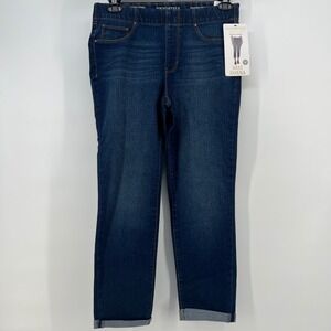 Sound Style Amazing Donna Pull On Straight Leg Jeans Dark Wash Blue Size M 8-10